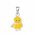 Handmade Yellow Enamel Duck Pendant Necklace Cute Animal Charm Silver Jewelry for Kids Girls Teens
