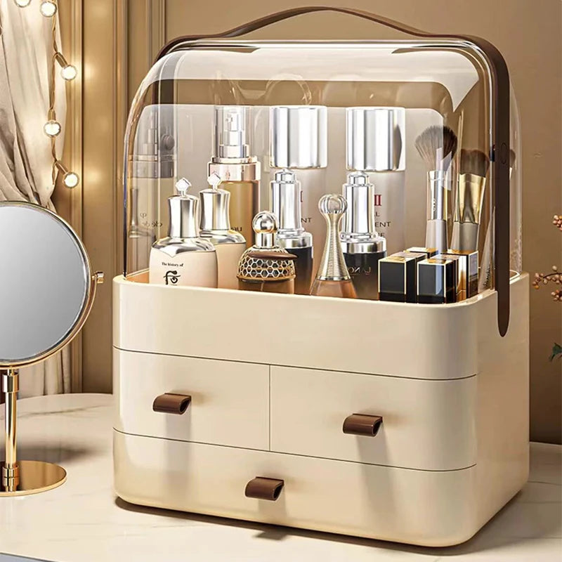 Rectangle Makeup Organizer Cosmetic Storage Box Desk Bin Drawer Technique Skincare Beauty Toiletry Container