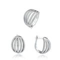 Luxury 925 Sterling Silver Jewelry Sets AAA Cubic Zirconia Ring Earrings 2-Piece Nickel-Free Wedding Engagement Anniversary Gift