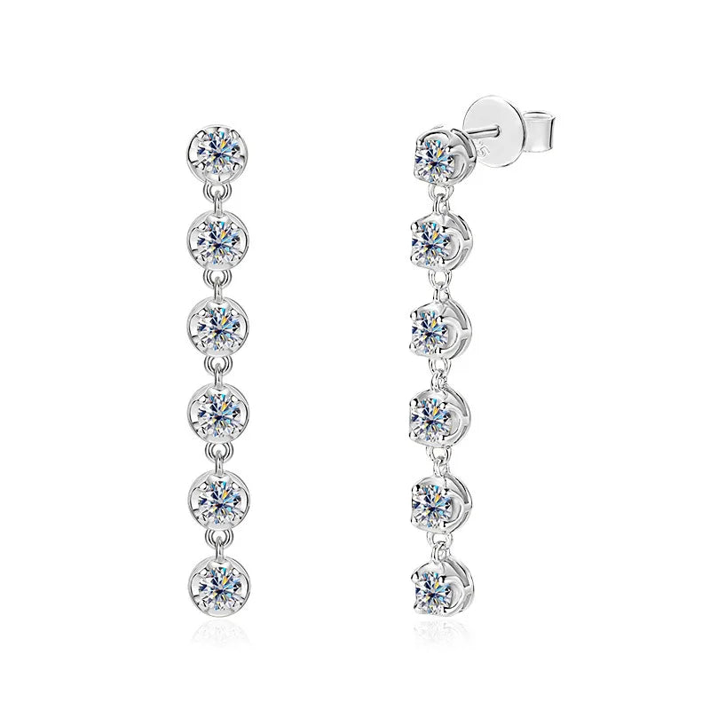 Wholesale  Iced Out Grade D Moissanite Earrings 925 Sterling Silver  0.6ct+0.6ct Moissanite GRA Certified Drop Earrings Women