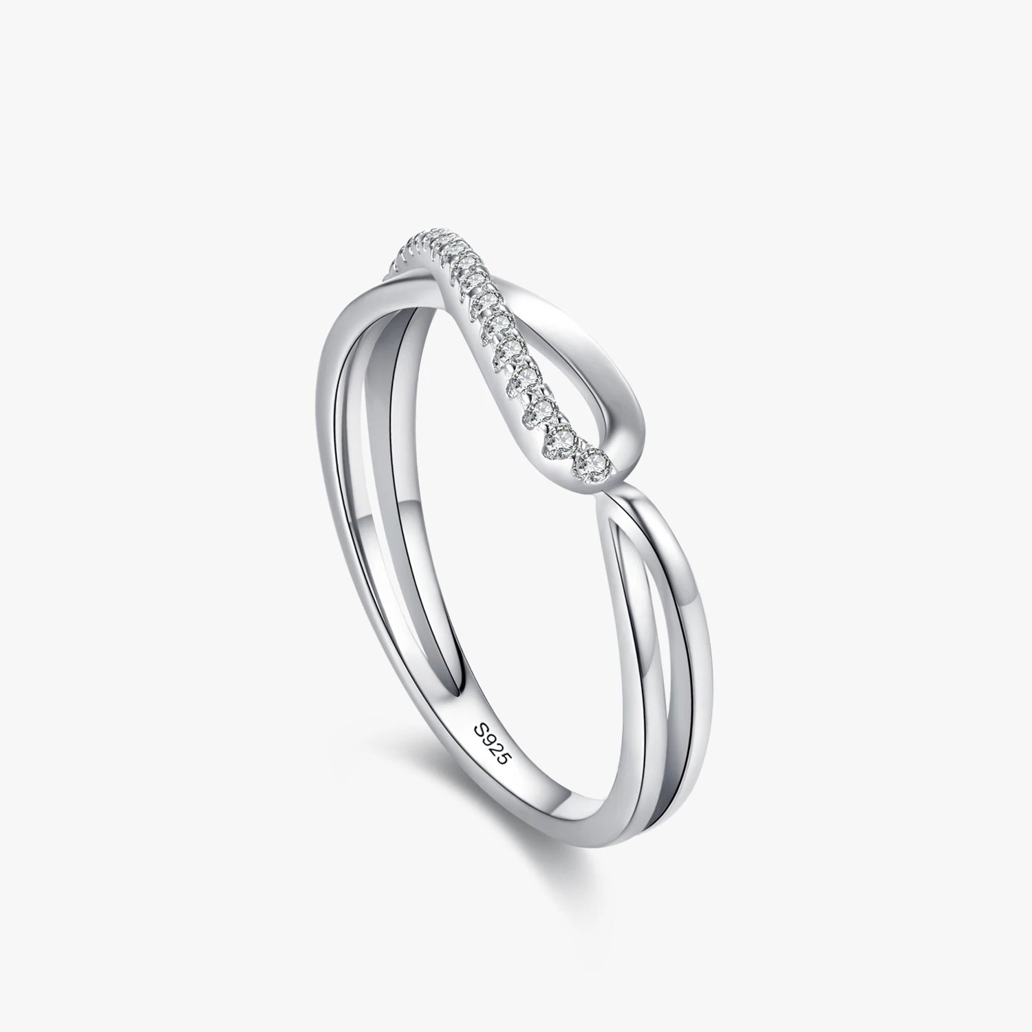 Ailmay Real 925 Sterling Silver Dazzling Zirconia Geometric Design Finger Rings for Women Chic Stylish Wedding Statement Jewelry