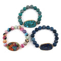 Fashion Handmade Energy Bracelets10mm Beautiful Natural Stone Beads Oval Stone Charm Bracelet Bangle