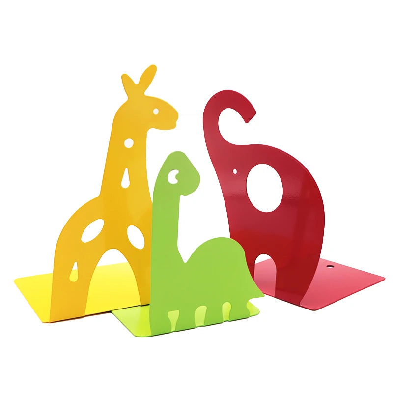 Cute Designed Metal Bookends Animal Desk Book Holder Dinosaur Elephant Giraffe Colored Iron Bookend