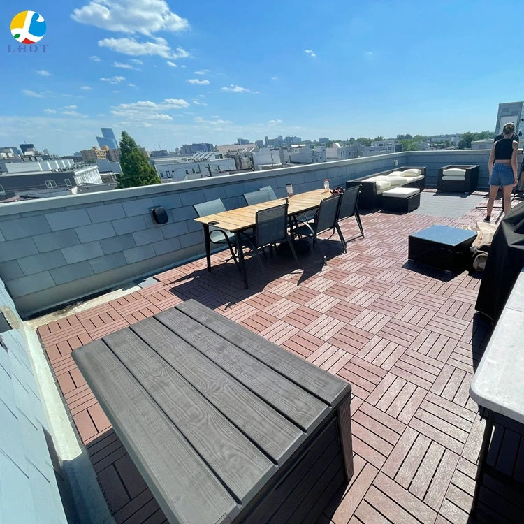 12 X 12 Inch Interlocking Plastic Deck Tiles PP Material Anti-Slip Indoor & Outdoor Patio Flooring Click Installation