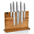 TOALLWIN New Product Hammered Blade Kitchen Knives Kitchen Knife Set Stainless Steel Chef Knife Set with Wooden Block