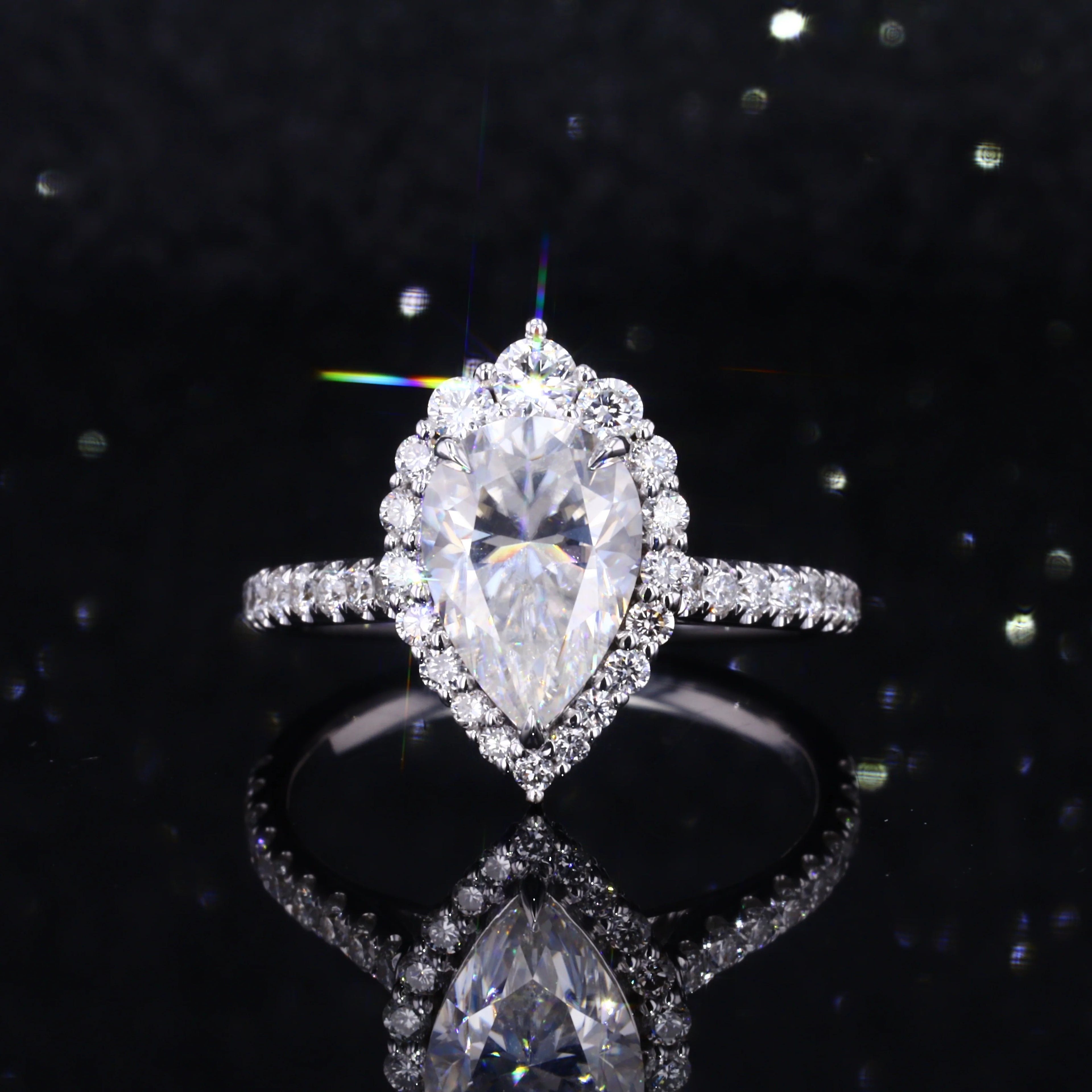 Starsgems Moissanite Ring 2ct Pear Brilliant Cut Moisanite14k Gold Engagement Moissanite Ring
