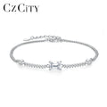 CZCITY Designer Fashion Woman Emerald Cut Jewelry Chain 925 Silver Sterling VVS Moissanite Bracelet