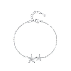 Light Luxury Elegant Marine Animal Series Bracelet 925 Sterling Silver Sparkling Diamond Starfish Adjustable Bracelet