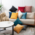 Modern Luxury Velvet Woven Polyester Cushion Cover Striped Geometric Design Hotel Use Customizable Sofa Pillowcase