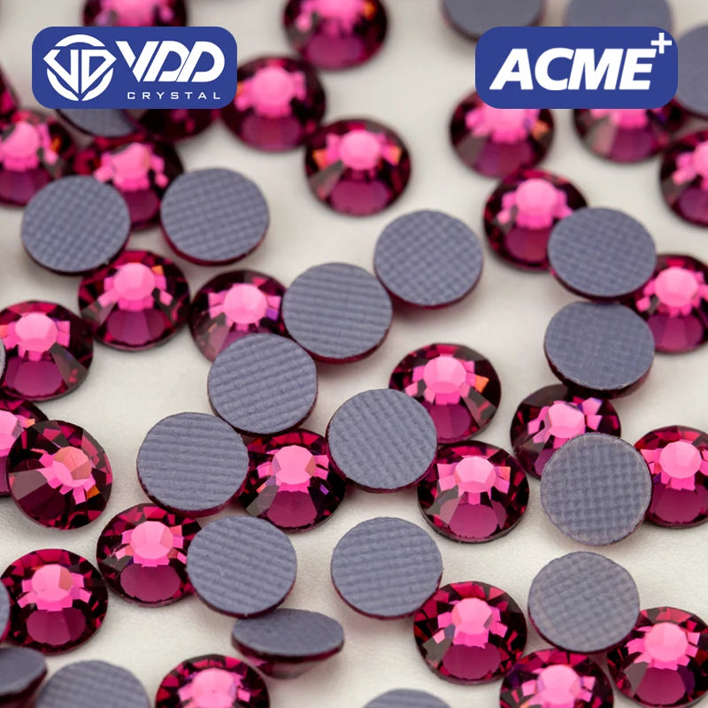 VDD 042 Fuchsia ACME Top Quality Hot-Fix Glass Rhinestones Crystal Flatback Strass Stones for Garment Wedding Dress
