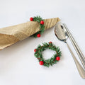 1.6inch Christmas Decoration Red Fruit PVC Pine Needle Napkin Ring Christmas Garland Decoration for Dining Table