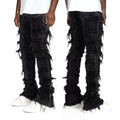Custom Distressed Washed Jean Men Blank Stacked Flare Jean Wide Leg Pants Custom Distressed Ripped Stacked Denim Jeans