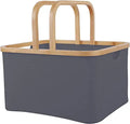 Large Storage Bin Basket with Folding Bamboo Handles Oxford Cloth Storage Box for Picnic Shopping Car Storage Rectangular