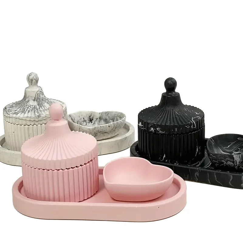 4-Piece Large Tray Vase Storage Resin Casting Mold Set Lotus Silicone Mold for Home Decor