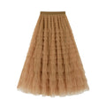 Factory Direct Women's Elegant Long 'Cake Skirt' Casual Mesh Ruffled Spring Autumn Wear Hot Selling Celebrity Chiffon Natural