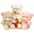Super Soft Stuffed Flower Teddy Bear with Heart Cuddly Teddy Bear with Red Heart Sleeping Doll Fuzzy Valentine's Day Teddy Bears