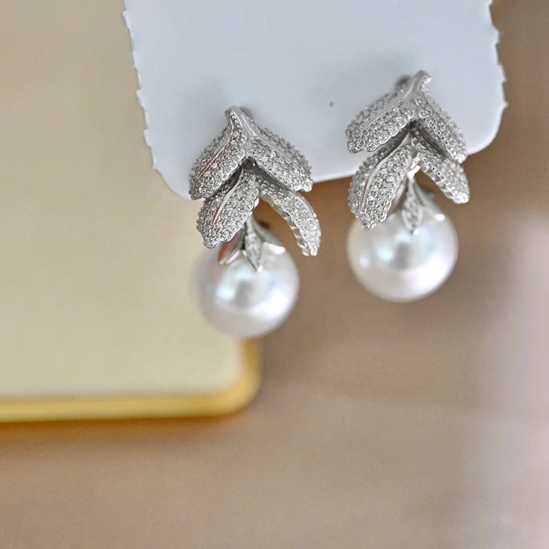 E2262 11-12mm DIY Natural Freshwater Pearl Charm Earrings Mounting Accessory 925 Sterling Silver Gold Plated  Jewelry for Women
