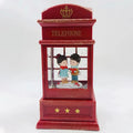 Red Small Telephone Booth Wind Lamp Creative Resin Water Lamp Decoration with Lamp Cartoon Music Box
