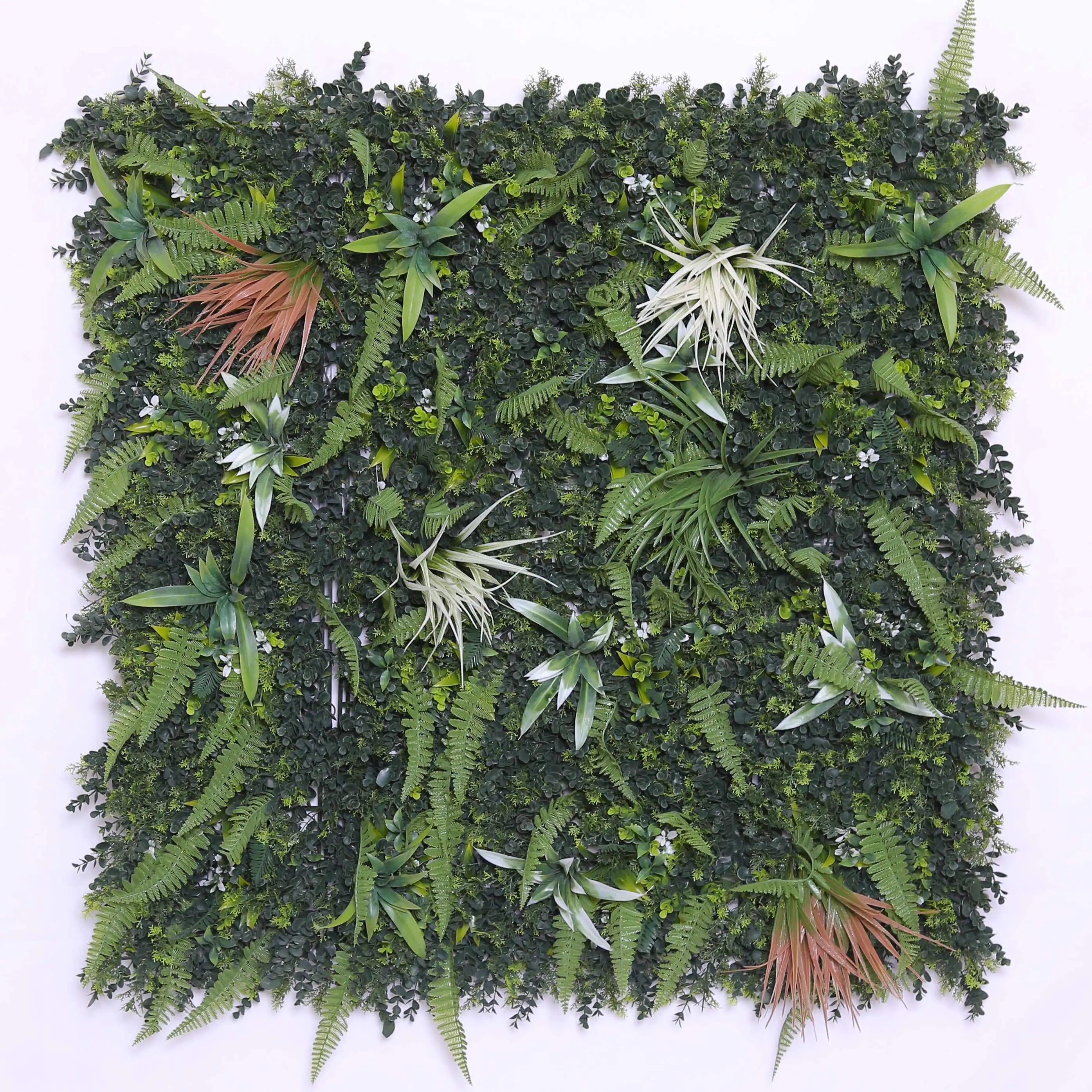 Custom 3D Plastic Anti-UV 1x1M Green Jungle Panel Durable Outdoor Green Artificial Plant Wall and Grass Wall