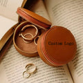 Custom Logo PU Leather Mini Travel Jewelry Case Lovely round Jewellery Box for Necklace Earrings Rings