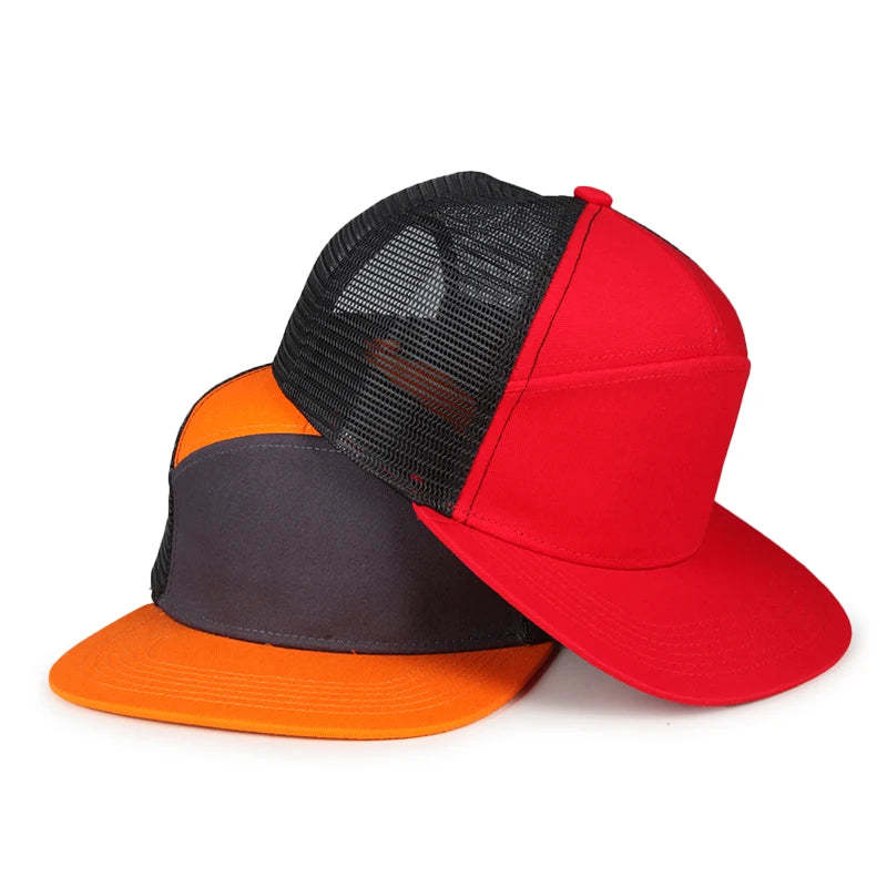 Trendy Style Men Flat Brim Adjustable Performance Cotton Snapback Baseball Caps Trucker Hat