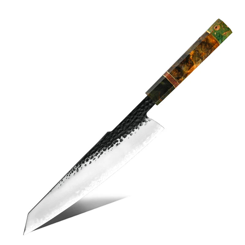 Grandsharp 9.5'' Handmade Forged Kitchen Knives 3 Layers Japanese AUS10 Steel Kiritsuke Knife Solidified Wood Handle