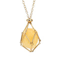 Best Selling Stainless Steel Net Packet Pendant Necklace Cage for Women Removable Adjustable 18K Gold Honey Onyx Jade Necklace