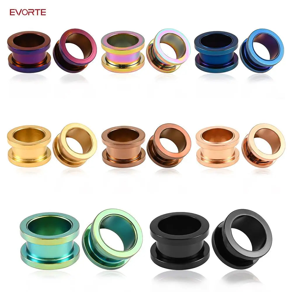Evorte New Arrivals Stainless Steel Classic Screw Ear Plugs Tunnels Piercing Body Jewelry Fashion Earrings Ear Gauges Expander