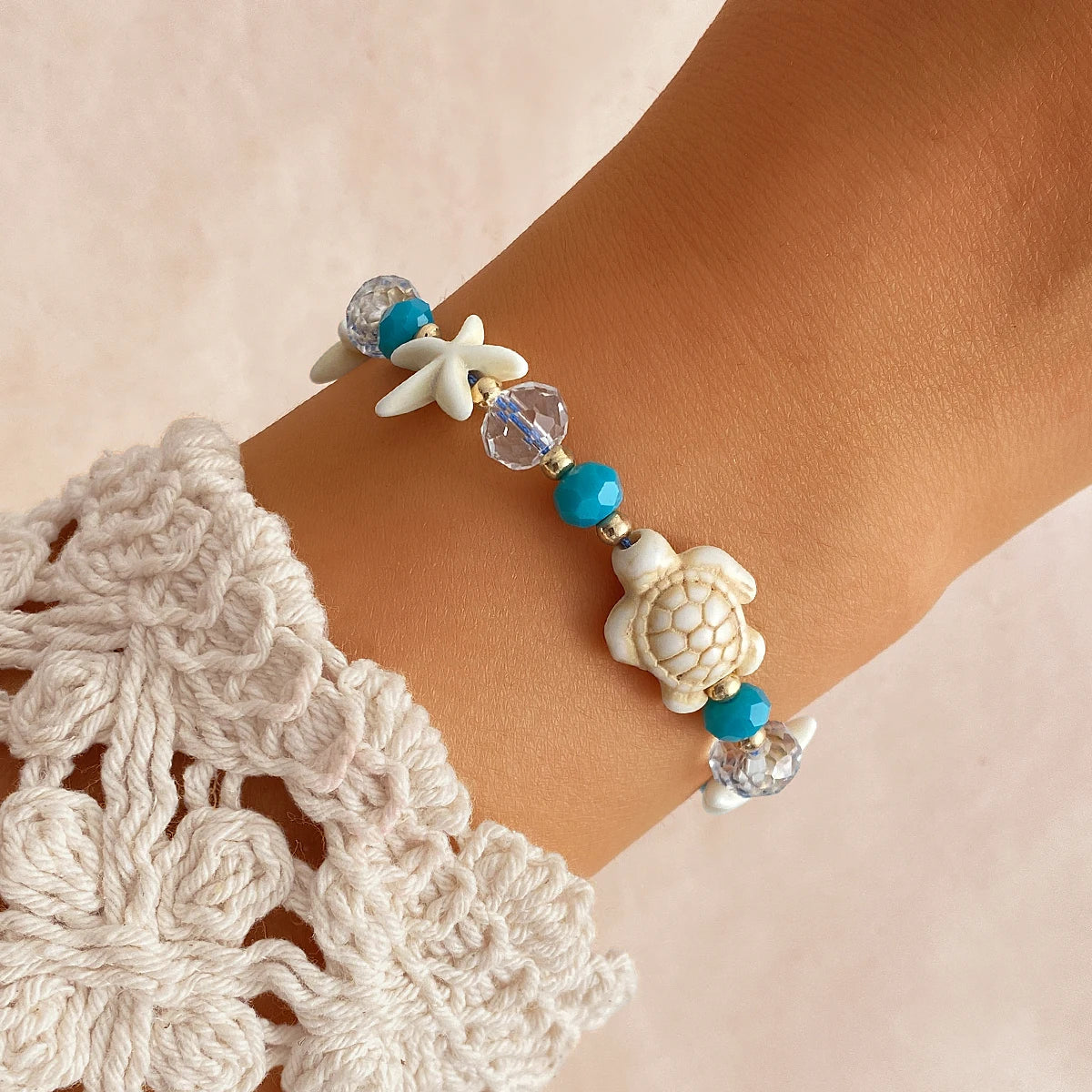 NEW Vintage Bohemian Bangle Turtle Starfish Bead Woven Design Mall Fresh Adjustable Bracelet for Women Fashion Jewelry