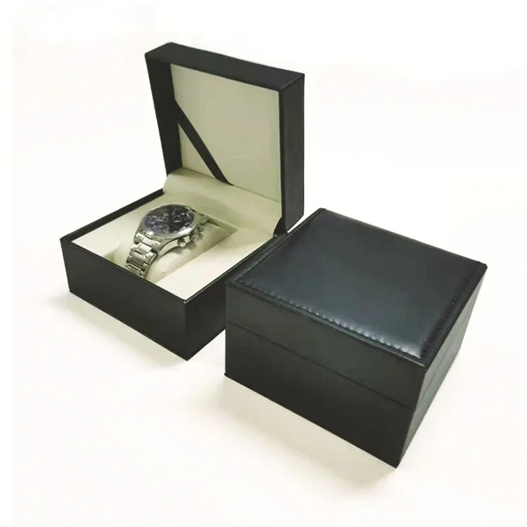 PU Leather Watch High-grade Plastic Blue Packaging Box Can Be Printed LOGO Hot Gold Silver Watch Box