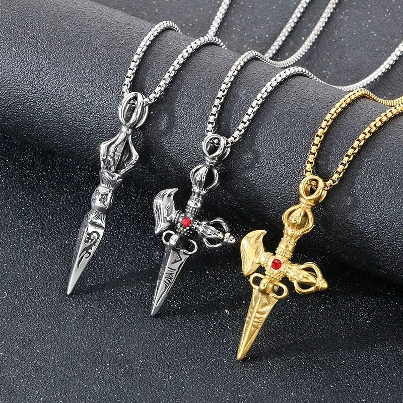 Trendy Stainless Steel Punk Style Demon Slayer Pendant Necklace with 14K Gold Plated Third Party Certified for Men