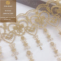 Premium Gold Thread Embroidery Lace Accessories Bar Code Love Lace for Dresses Shoes and Bags