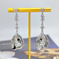 Ilona Wholesale Bulk Silver Plated Copper Abstract Oyster Shell Drop Earrings CZ Teardrop Charm Modern Dangle Jewelry for Women