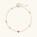LOZRUNVE 925 Sterling Silver Bezel Gemstone Fashion Statetion Charm Bracelet Women