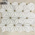 Daisy Flower Design Marble Mosaic Wall Tile Japanese Stone Mosaics Unique Waterproof Back Splash for Kitchen