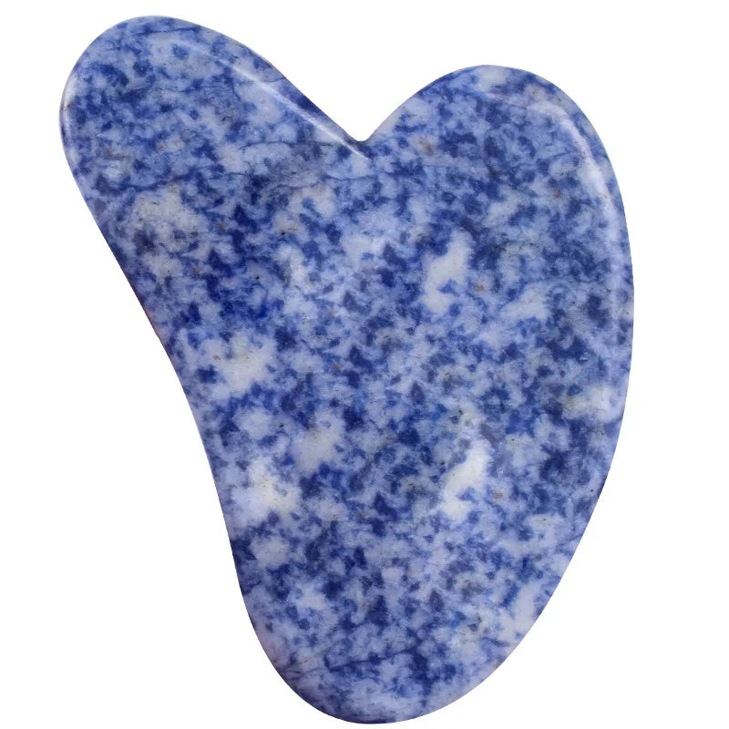 Diy Hot Sale Natural Heart Shaped Guasha Board Blue Dot Stone Facial Beauty Massage Tools