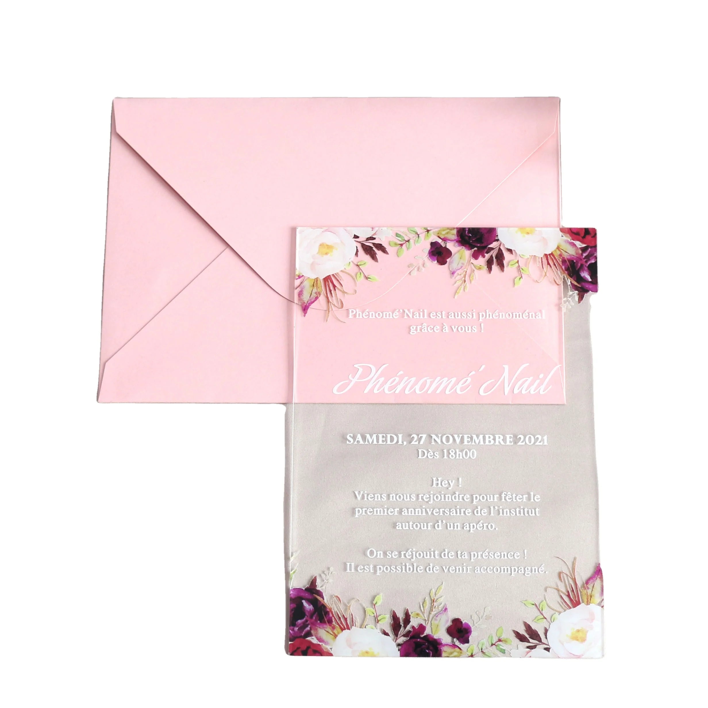 China Factory Transparent Acrylic Wedding Invitation Cards Thank You Cards With Blank Envelopes