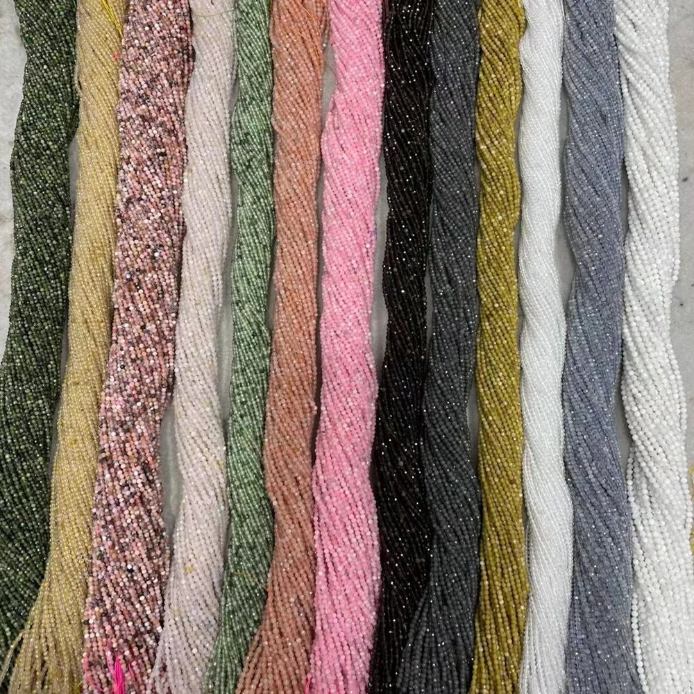 Fine Faceted Cut Nature Stone Bead 2mm 3mm 4mm Loose Small Size Gemstone Strand Beads for Jewelry Making Bracelet DIY Designer