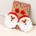 New Arrival Christmas Resin Fashion Acrylic Drop Earrings for Women Cute Cartoon Santa and Snowman with Red Hat Customizable