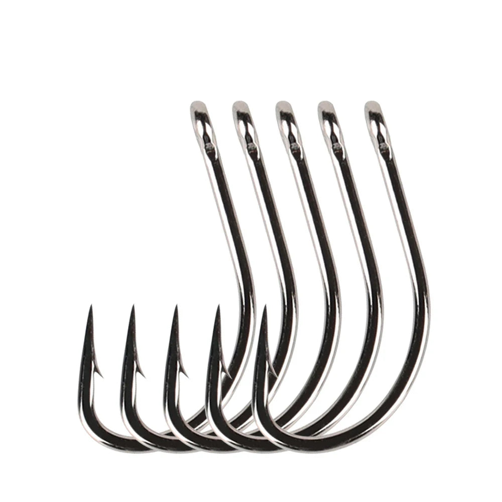 W.P.E Fishing Hook Size 1#-10# High Carbon Steel Barbed Hooks Carp Fishing Single Rig Circle Fishhooks Tackle