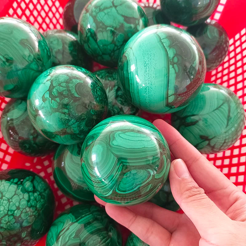 6-7cm Malachite Spheres  Healing Gemstone Crystal Natural Polished Green Malachite Balls for  Decoration