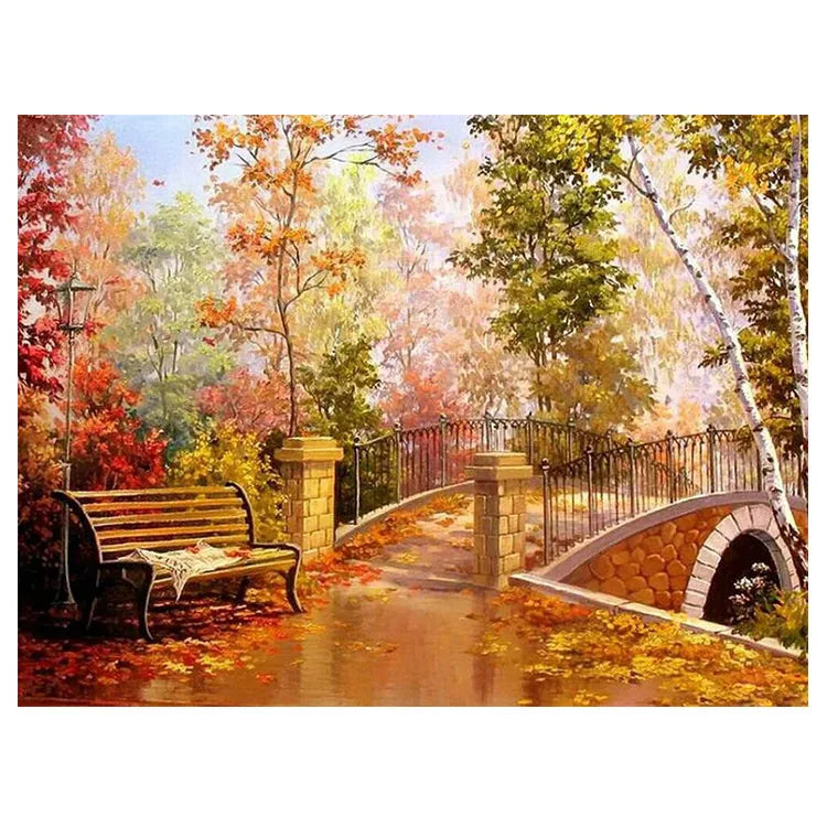 Ever Moment Diamond Painting Gold Autumn Tree Landscapes Resin Drill Painting by Diamond Mosaic Hobbies and Handicraft 5L532
