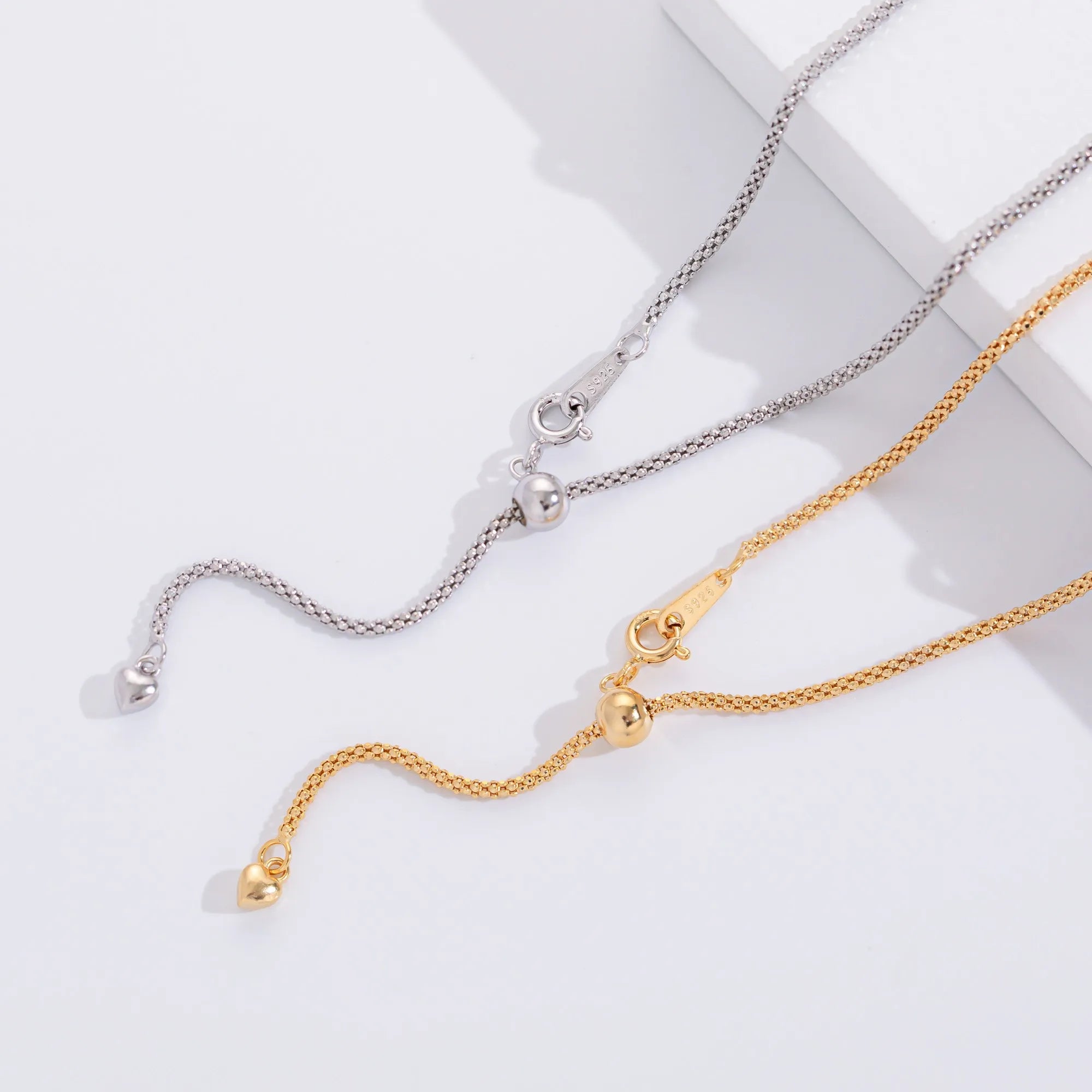 CH014 20inches Wholesale Rope Chain Adjustable Guba Chain 925 Sterling Silver 18k Gold Plated Necklace for DIY Jewelry