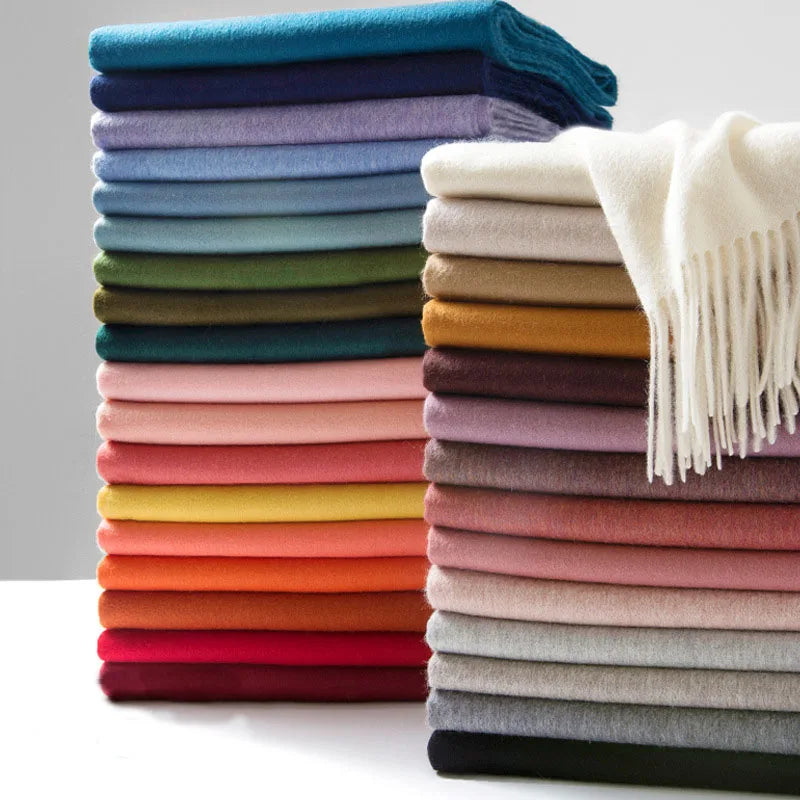 Winter Scarf New Arrival Wool Pashmina Scarf Fashion Classic Solid Women Merino Wool Tassel Formal Pashmina Shawl