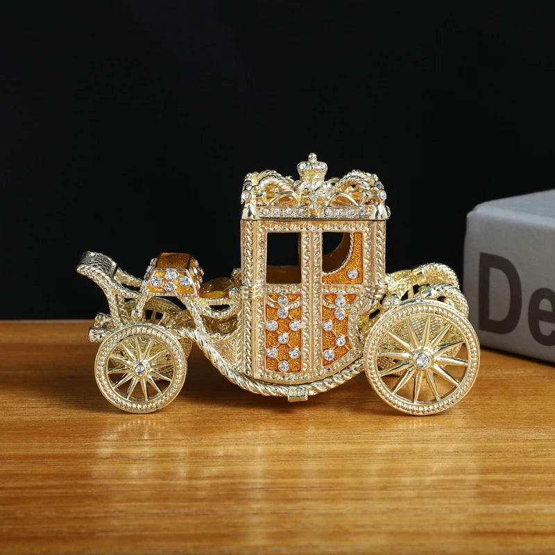 SHINNYGIFTS Vintage Metal Enamel Rectangle Trinket Box Square Jewelry Gift Box for Home Decoration Handcrafted Metal Craft