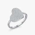 Ailmay Fashion Real 925 Sterling Silver Clean Zircon Romantic Heart Finger Rings for Women Wedding Engagement Statement Jewelry