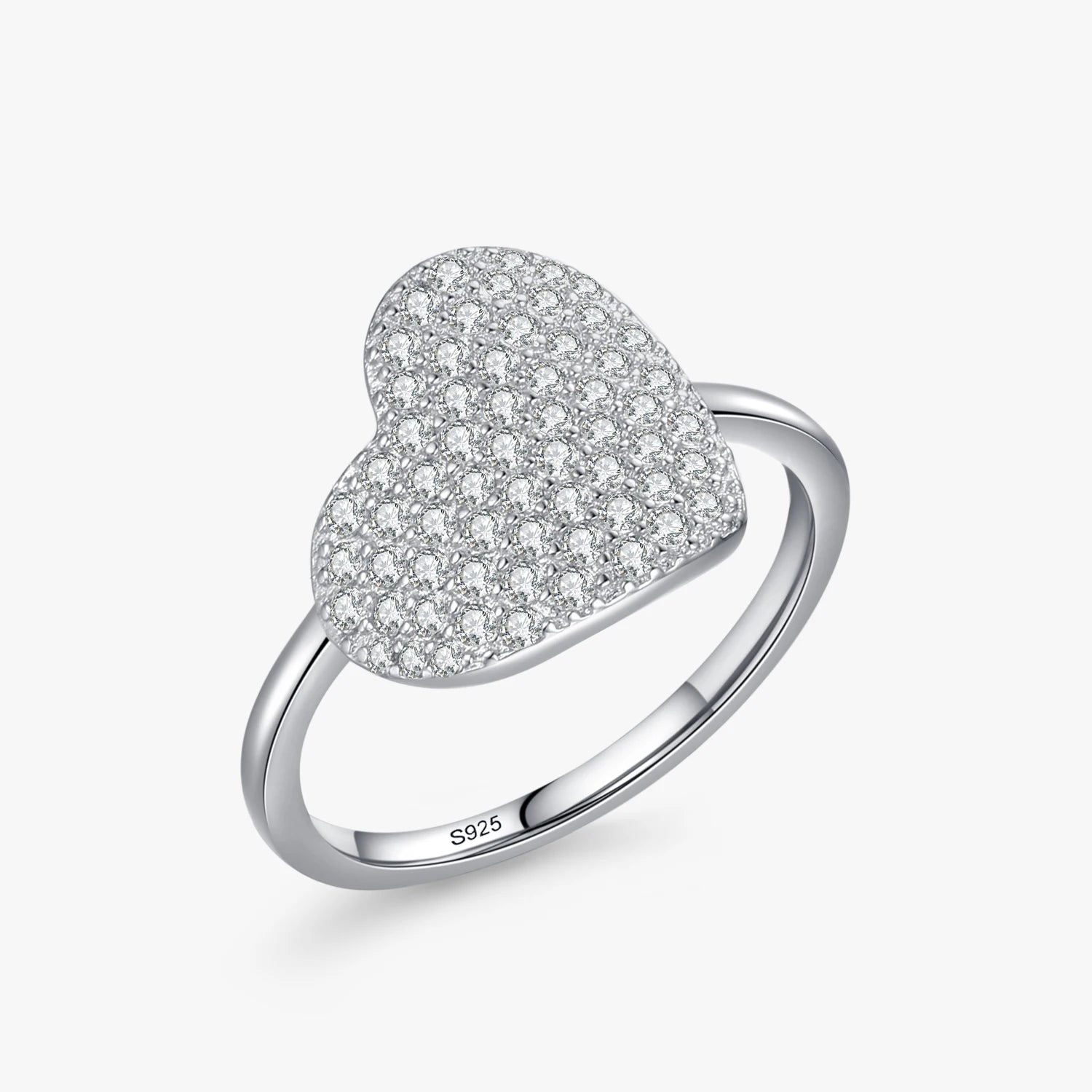 Ailmay Fashion Real 925 Sterling Silver Clean Zircon Romantic Heart Finger Rings for Women Wedding Engagement Statement Jewelry