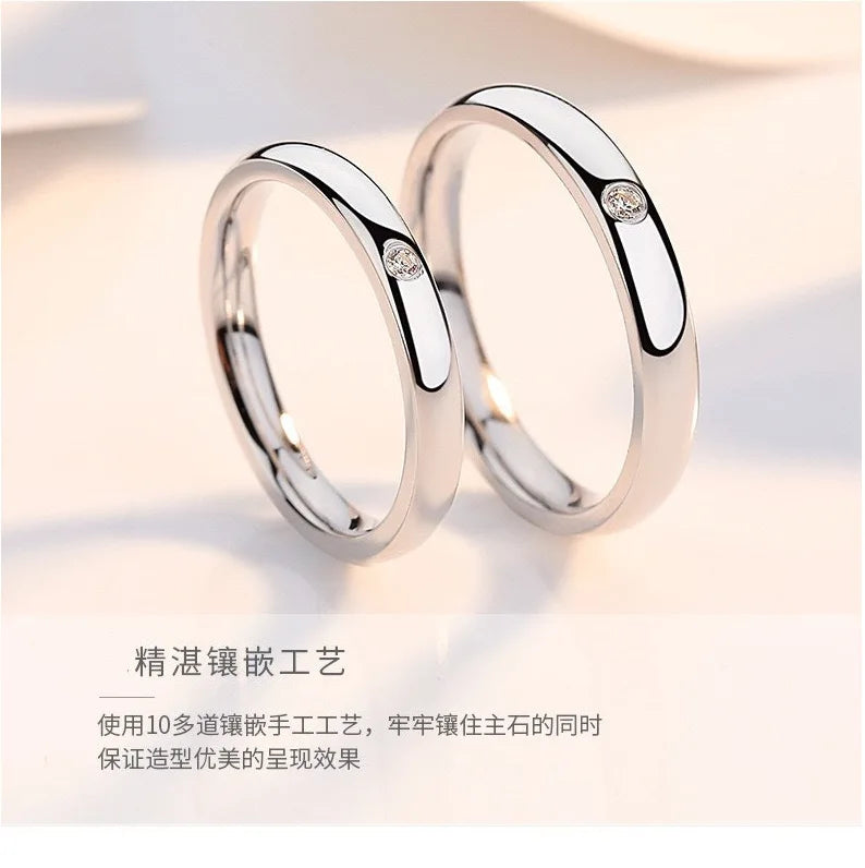 S925 Sterling Silver Couple Ring Personalized Net Red Index Finger Women's Opening Men's Ring Pair Direct Factory Supply
