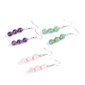 Fashion Creative Natural Stone Gemstone Jewelry Bead Wire Wrapped Earrings Eardrop Crystal Amethyst Rose Quartz Earrings