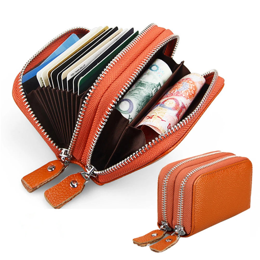Small Genuine Leather Wallet RFID Blocking Credit Card Holder Wallet Bag for Women Genuine Leather